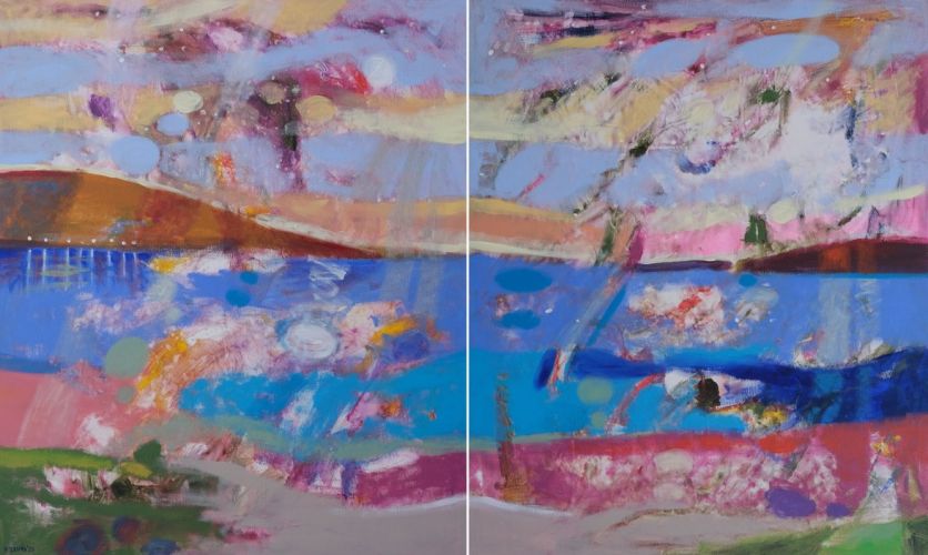 DAWN BY THE BAY  Oil and acrylic on canvas  diptych  120 x 200 cm