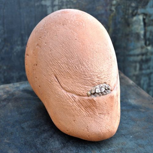 ORANGE HEAD FEM   Artificial stone/bronze, steel base   height 126 cm   2015